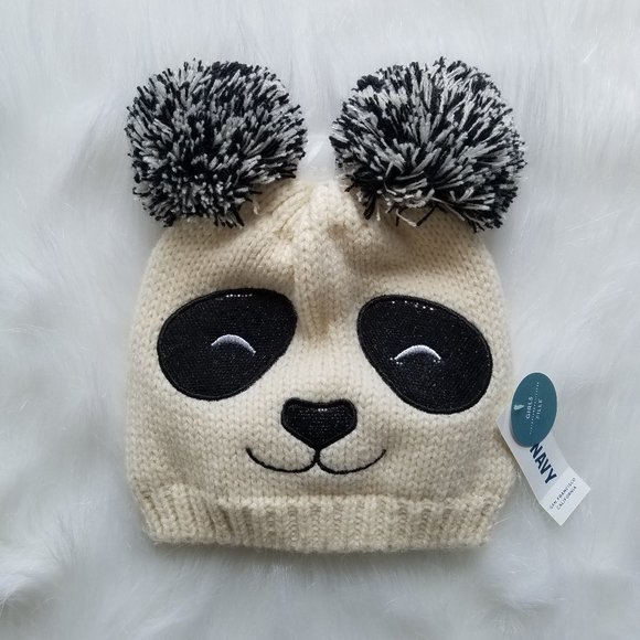 Old Navy Other - Old Navy Girls Sequin Panda Pom Pom Beanie